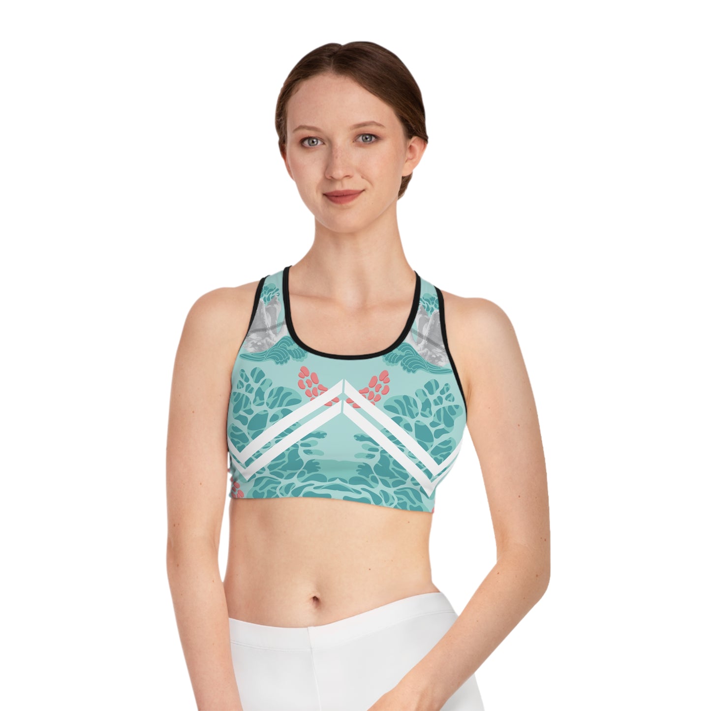 Tropical Vibes Sports Bra with Floral Design