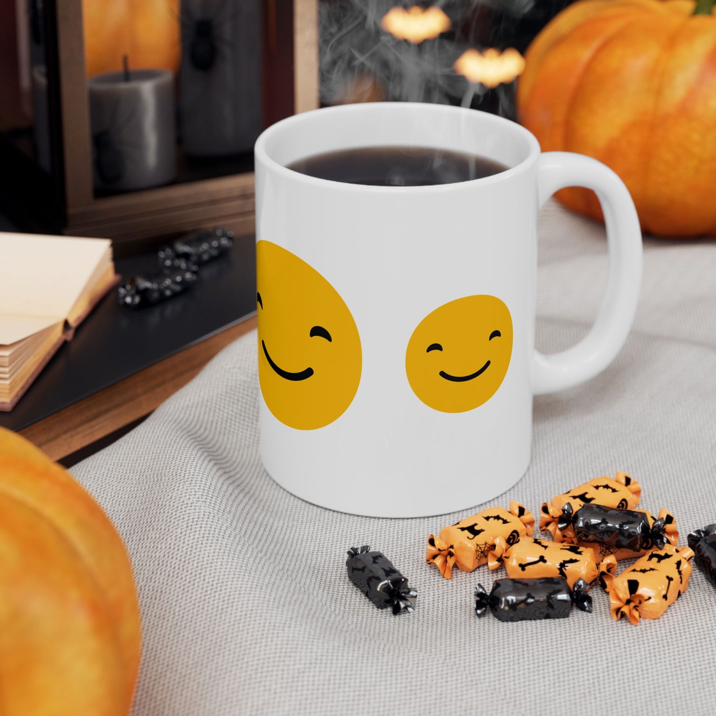 Cheerful Smiley Face Ceramic Mug - 11oz & 15oz for Coffee Lovers
