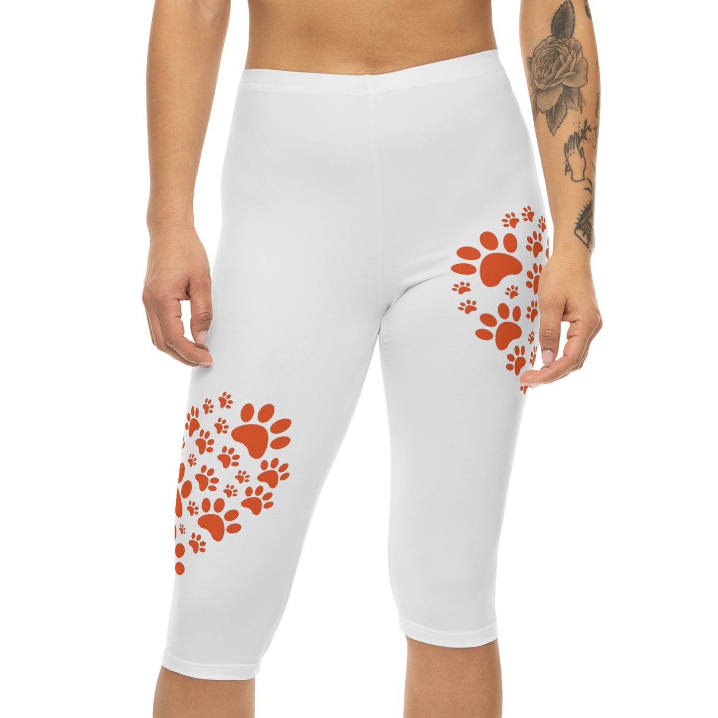 Cute Pet Lover Women’s Capri Leggings with Heart Design