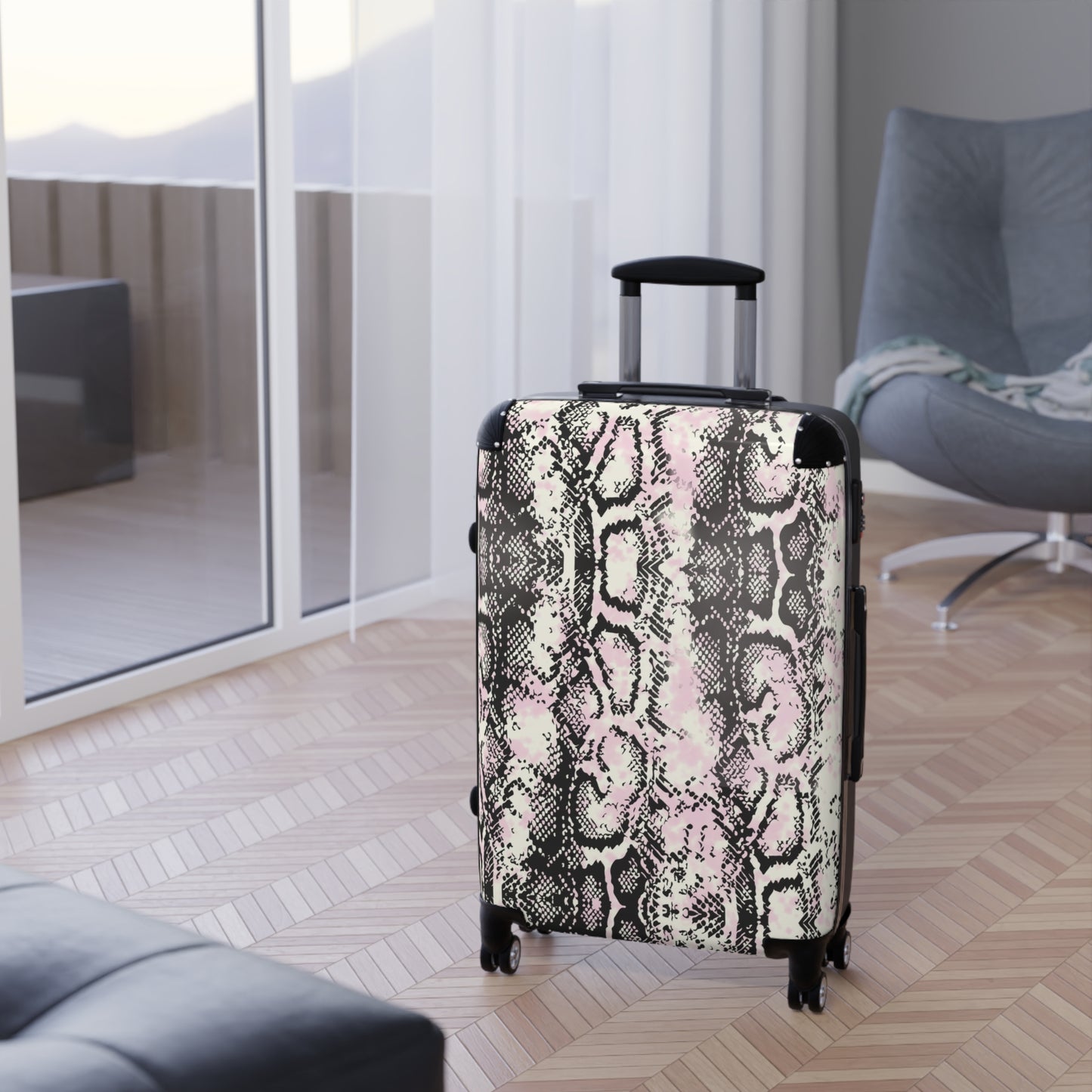 Stylish Python Print Suitcase – Trendy Travel Luggage for Adventure Seekers