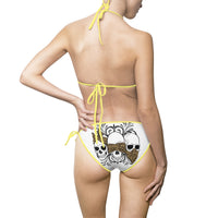 Stylish Women's Bikini Swimsuit with Unique Design Three Skull No Speak No Hear No See Leopard