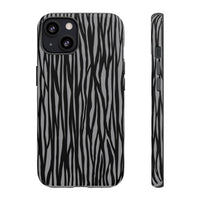 Stylish Tough Phone Case - Black and Gray Striped Design