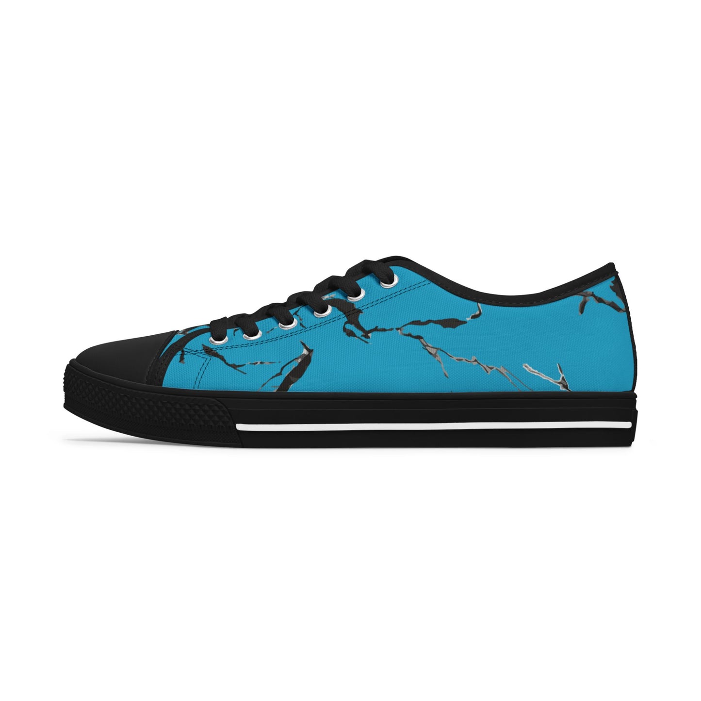 Stylish Women's Low Top Sneakers with Blue Abstract Design