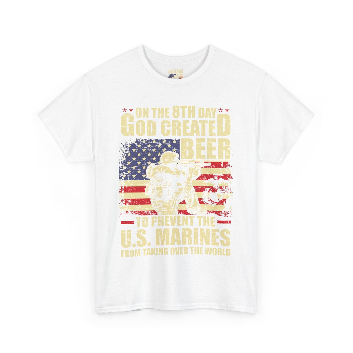God Created Beer Unisex Heavy Cotton Tee, Fun Patriotic Shirt, Gift for Beer Lovers, US Marines Support, July 4th Celebration