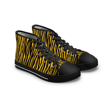 Stylish Women's High Top Sneakers - Bold Tiger Stripe Design
