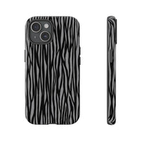 Stylish Tough Phone Case - Black and Gray Striped Design