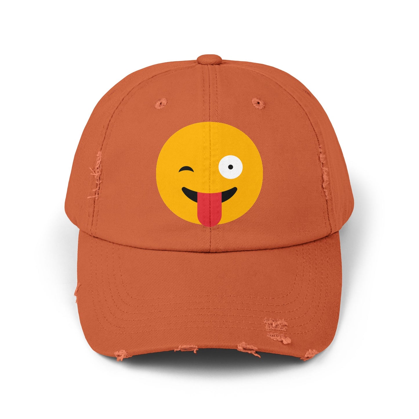 Funny Emoji Distressed Cap for Casual Wear