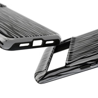 Stylish Tough Phone Case - Black and Gray Striped Design