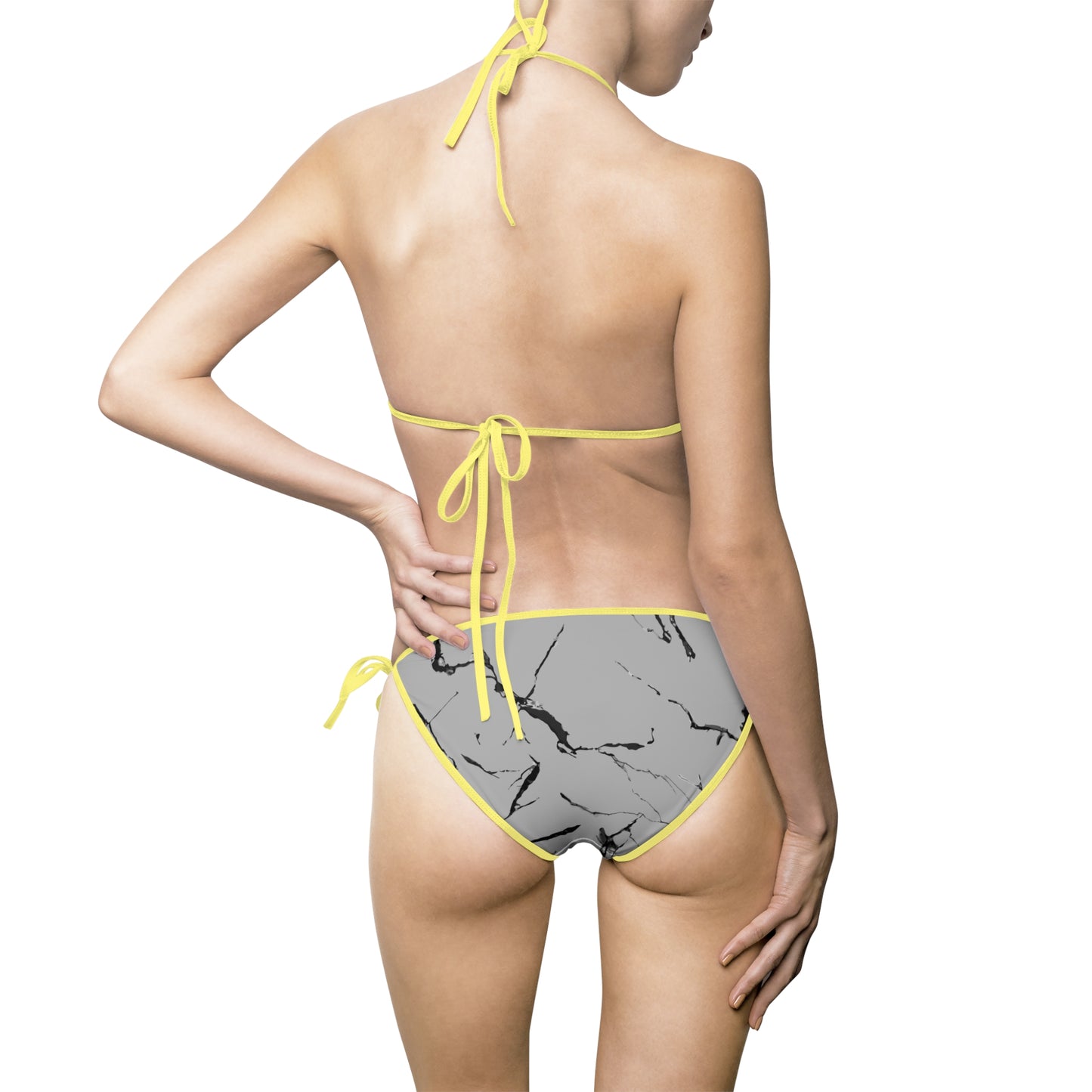 Stylish Women's Marble Print Bikini Swimsuit for Beach Days