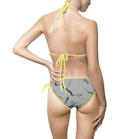 Stylish Women's Marble Print Bikini Swimsuit for Beach Days