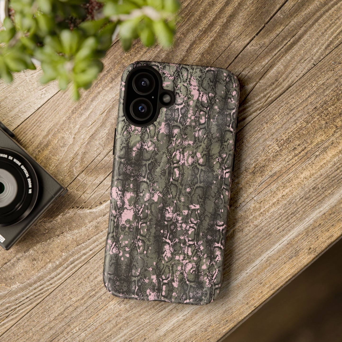 Camo Snake Pattern Phone Case – Rugged Protection Meets Bold Style  Turn heads while protecting your phone with this fierce camo snake pattern case—where urban edge meets outdoor grit.
