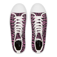 Pink Zebra Print High Top Sneakers for Women - Trendy and Stylish Footwear