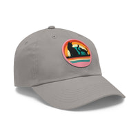 Cats and Sunset Dad Hat - Vintage Leather Patch Cap