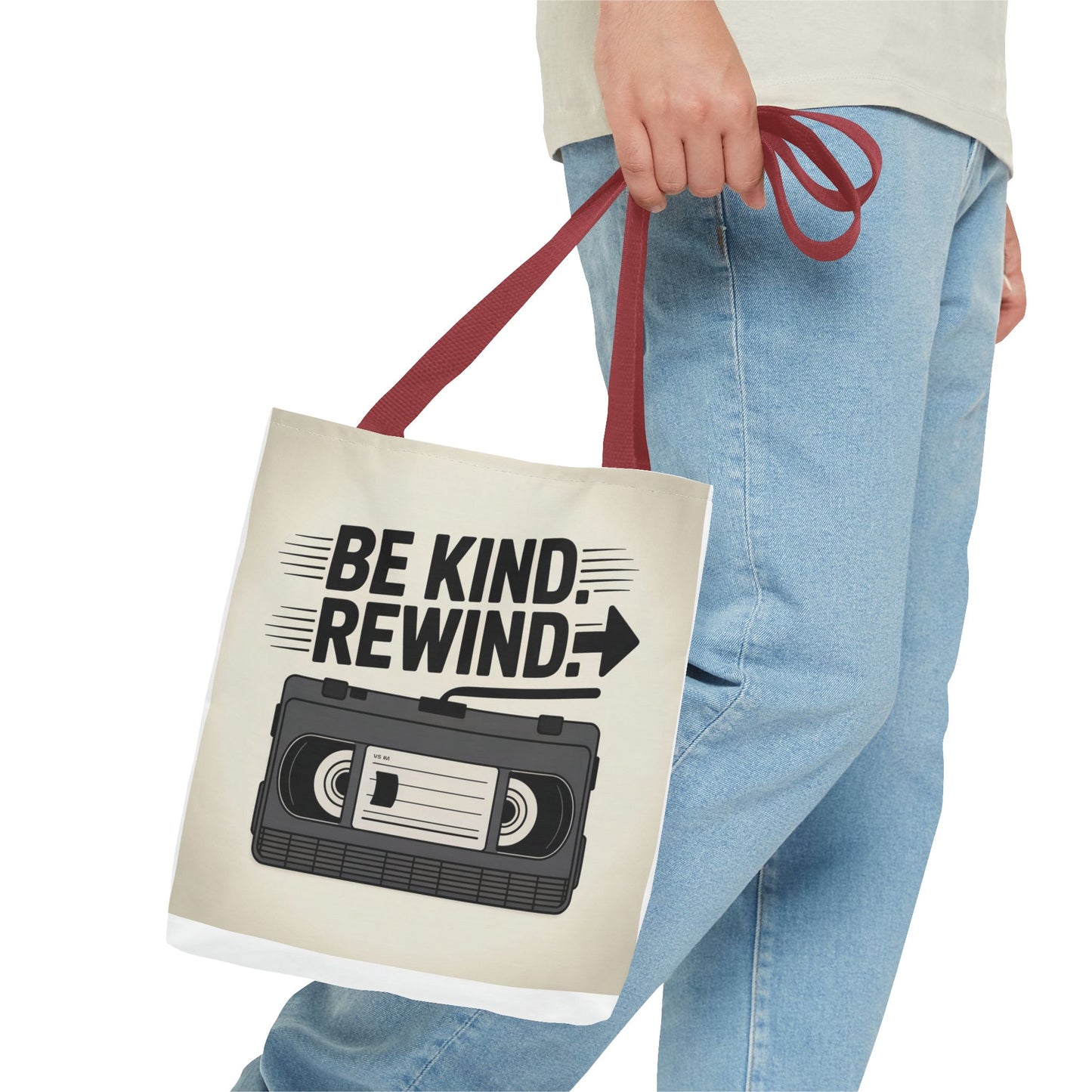 Retro Be Kind Rewind Tote Bag, Fun Eco-Friendly Tote, Gift for Movie Lovers, Shopping Bag, Beach Bag, Perfect for Everyday