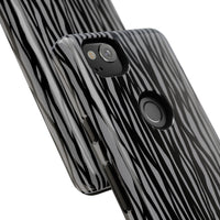 Stylish Tough Phone Case - Black and Gray Striped Design
