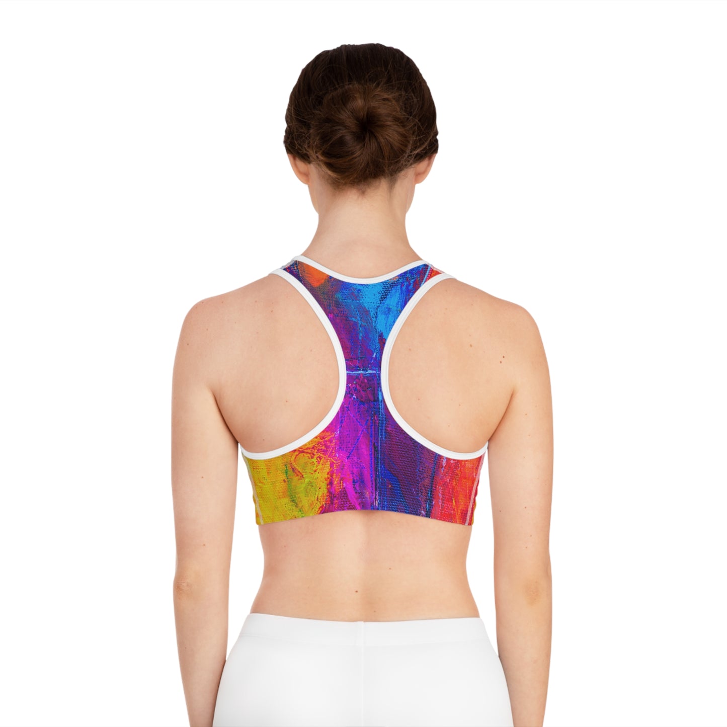 Vibrant Abstract Sports Bra for Active Lifestyle