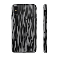Stylish Tough Phone Case - Black and Gray Striped Design