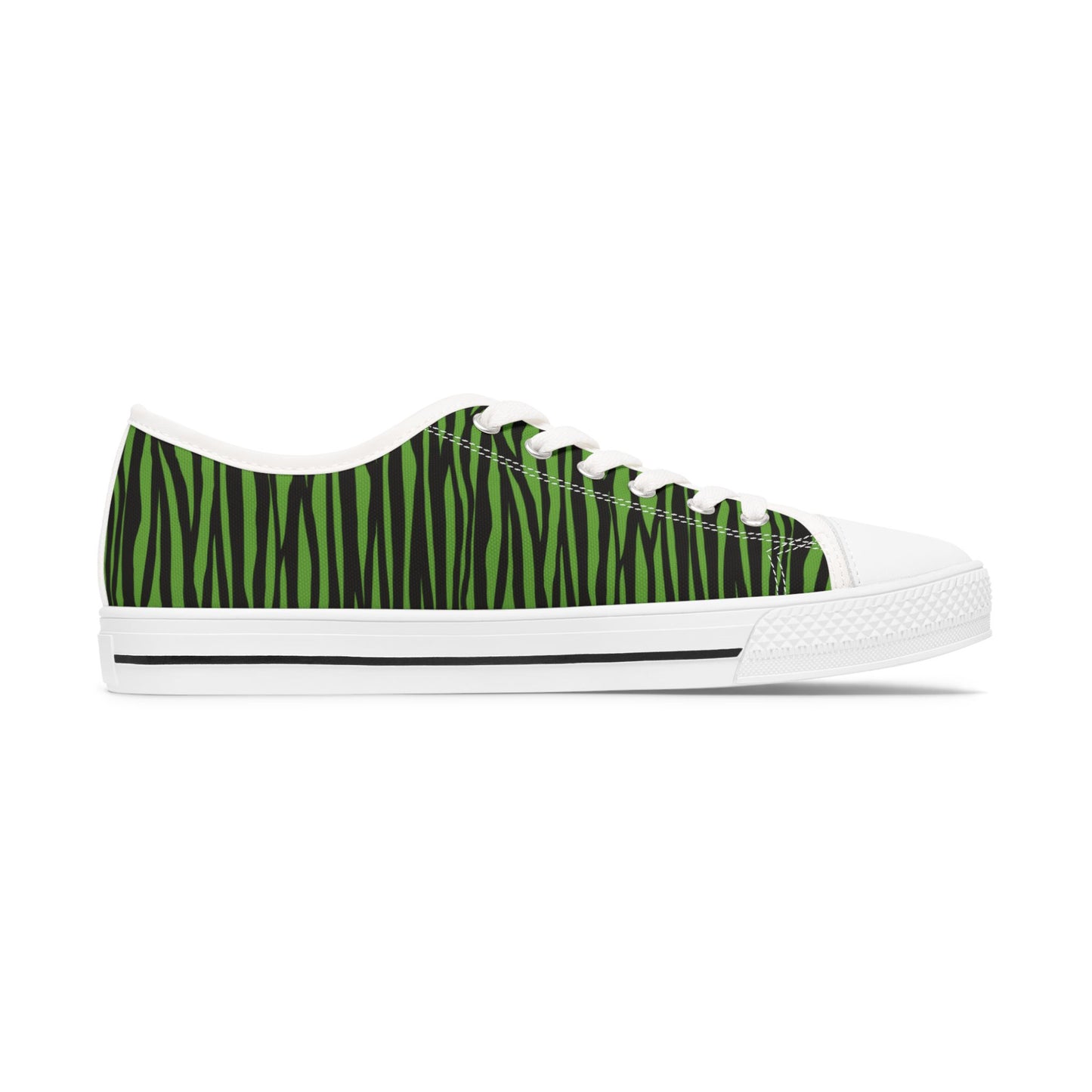 Eco-Friendly Green Zebra Print Low Top Sneakers for Women