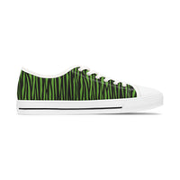 Eco-Friendly Green Zebra Print Low Top Sneakers for Women