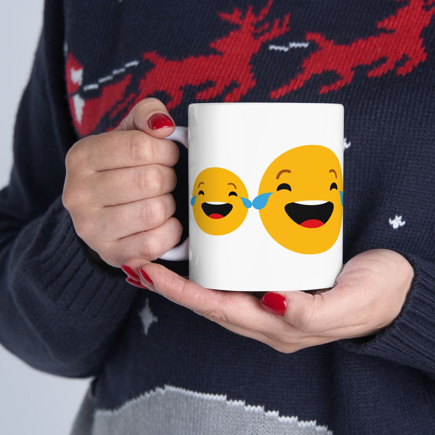 Smiley Face Ceramic Mug - Fun & Whimsical 11oz/15oz Coffee Cup for Gifts