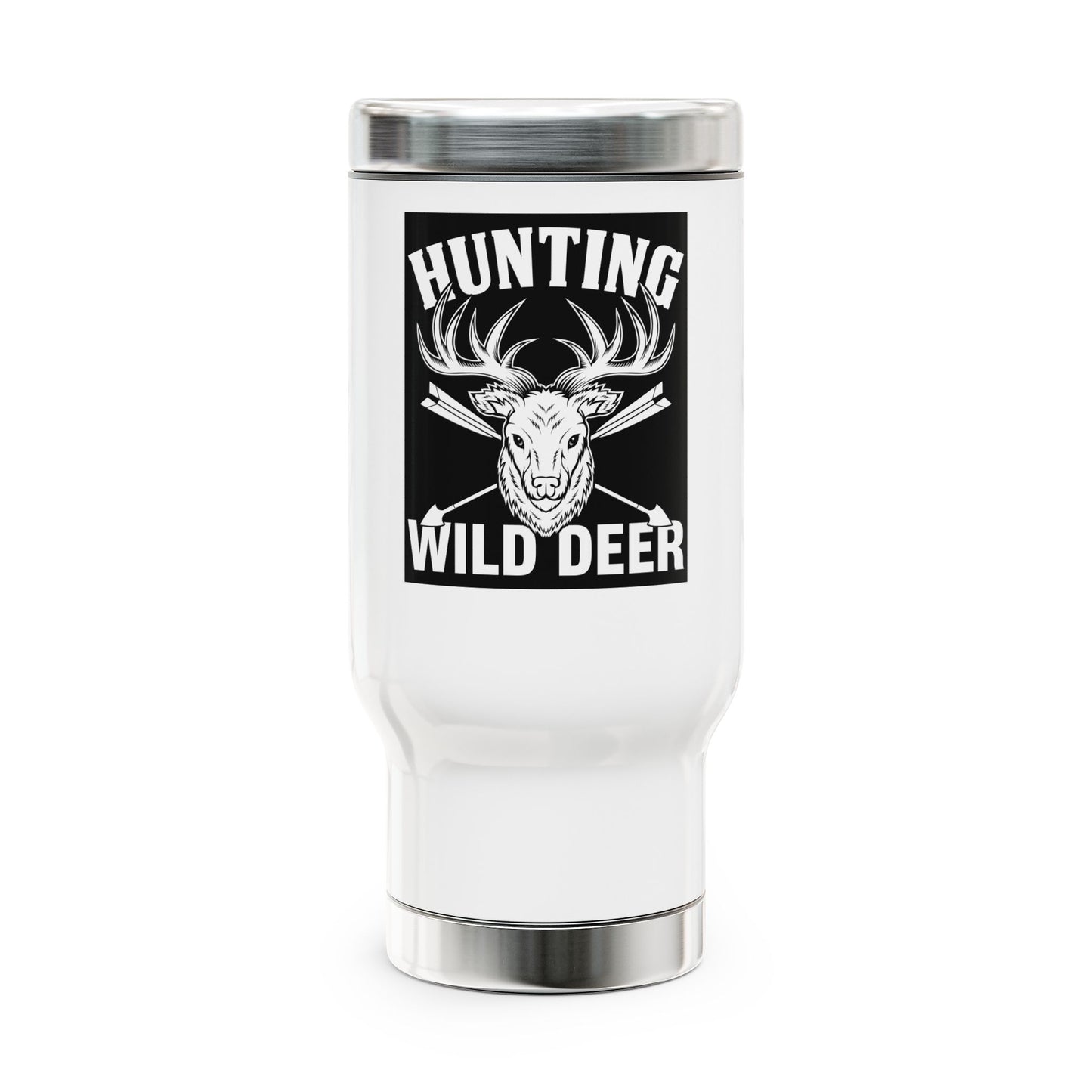 Hunting Wild Deer Travel Mug - 14oz Stainless Steel with Handle