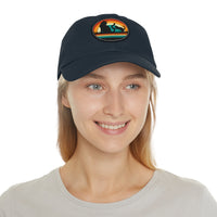 Cats and Sunset Dad Hat - Vintage Leather Patch Cap