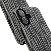 Stylish Tough Phone Case - Black and Gray Striped Design