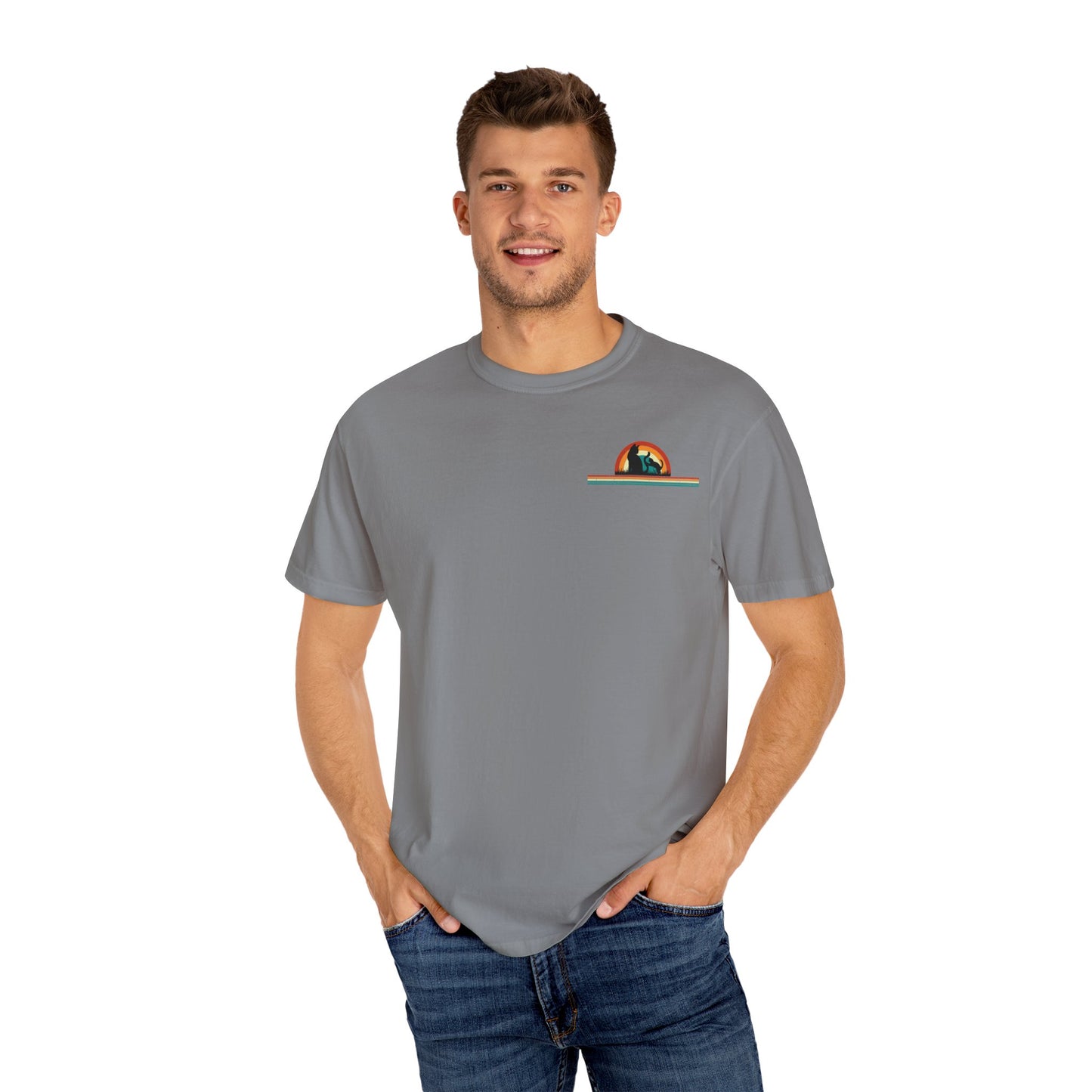 Unisex Cat & Dog Sunset Graphic T-Shirt - Casual Animal Lover Tee