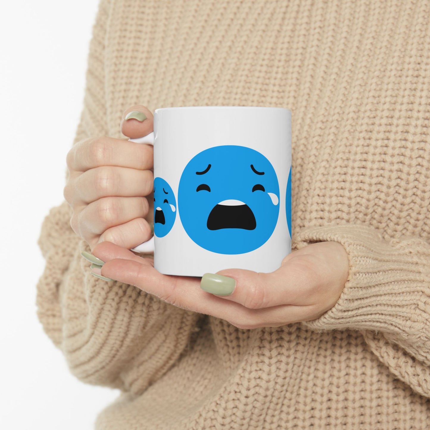 Sad Emoji Ceramic Mug - 11oz & 15oz Coffee Cup for Comfort & Support