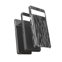 Stylish Tough Phone Case - Black and Gray Striped Design