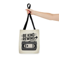 Retro Be Kind Rewind Tote Bag, Fun Eco-Friendly Tote, Gift for Movie Lovers, Shopping Bag, Beach Bag, Perfect for Everyday