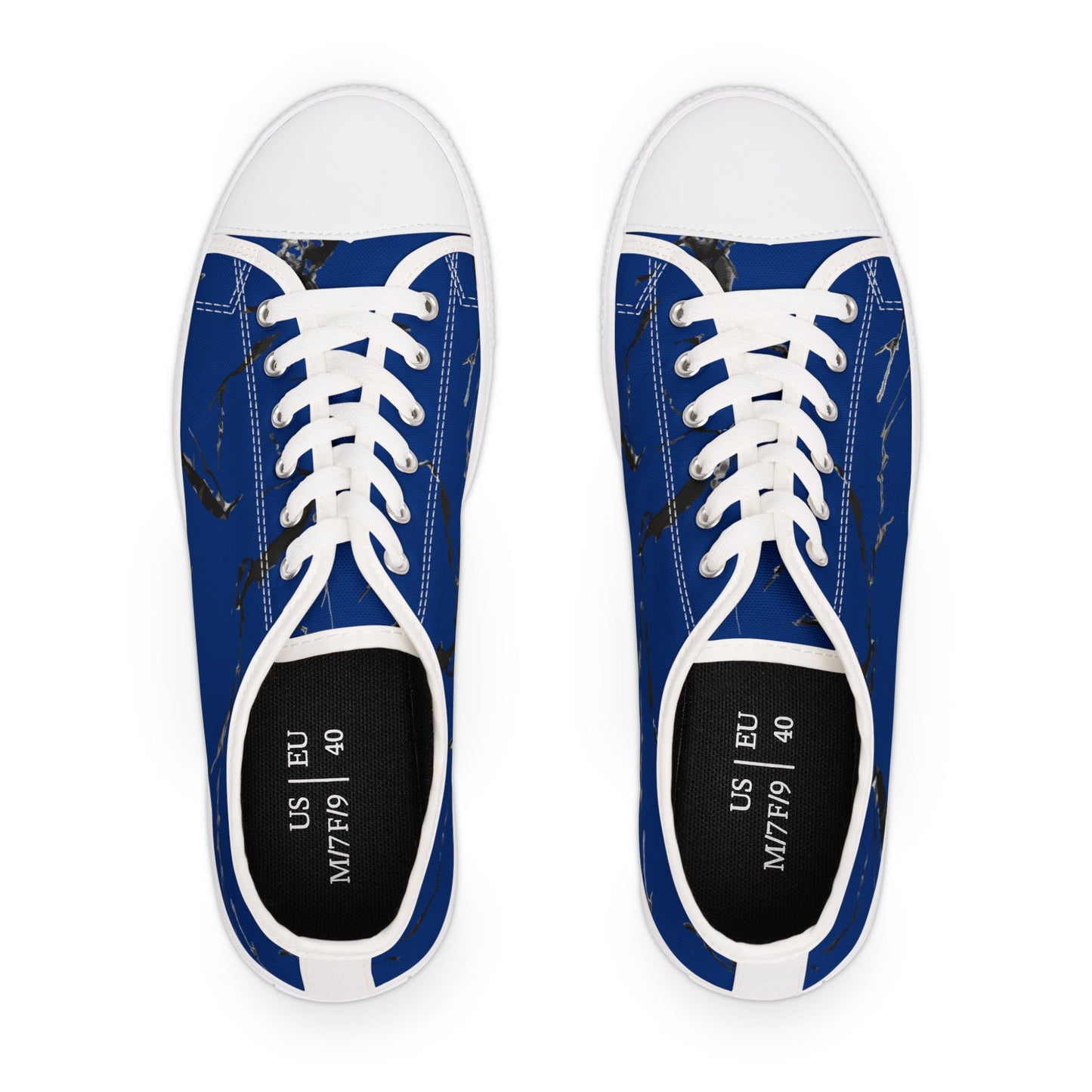 Stylish Blue Marble Low Top Sneakers for Women