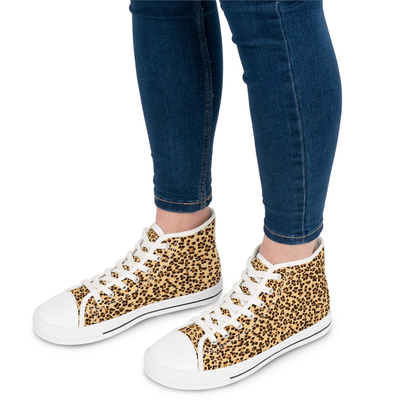 Leopard Print Women's High Top Sneakers - Stylish & Trendy Footwear for Everyday Adventures
