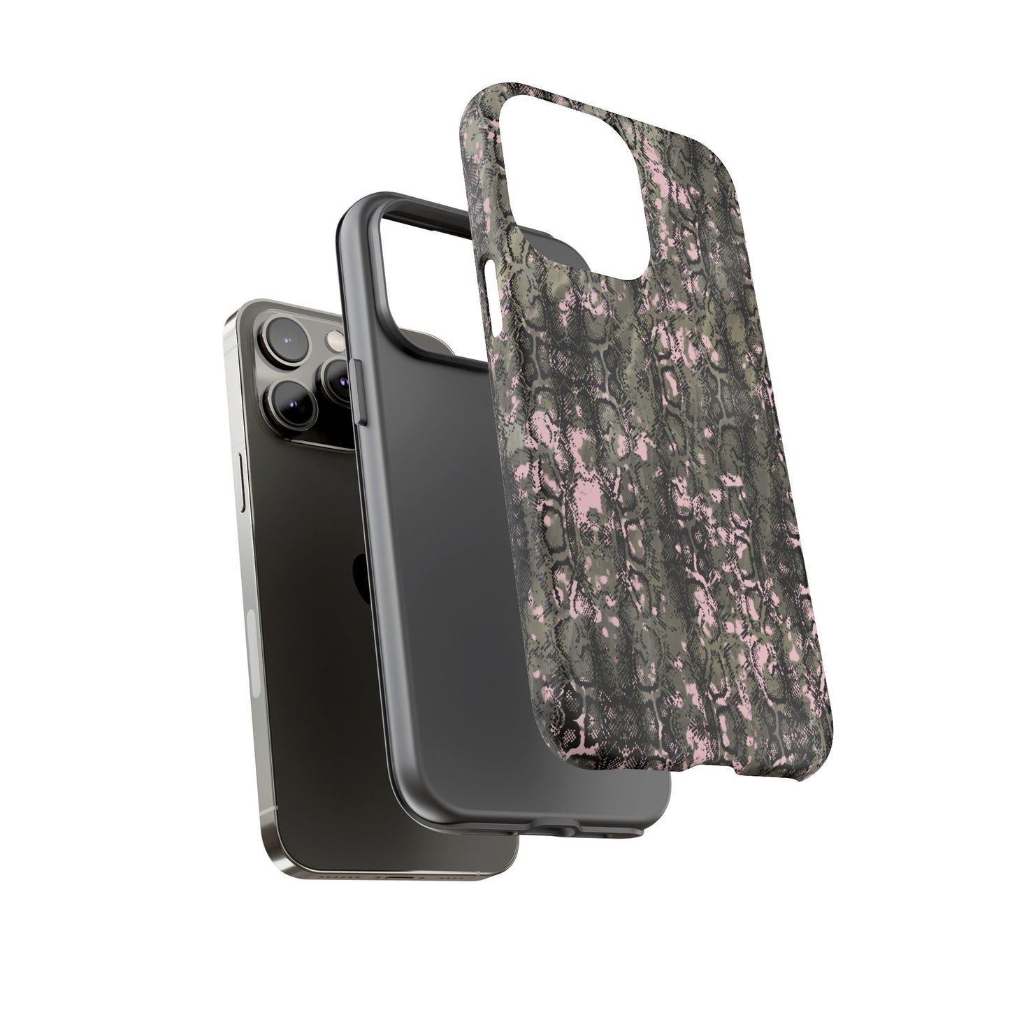 Camo Snake Pattern Phone Case – Rugged Protection Meets Bold Style  Turn heads while protecting your phone with this fierce camo snake pattern case—where urban edge meets outdoor grit.