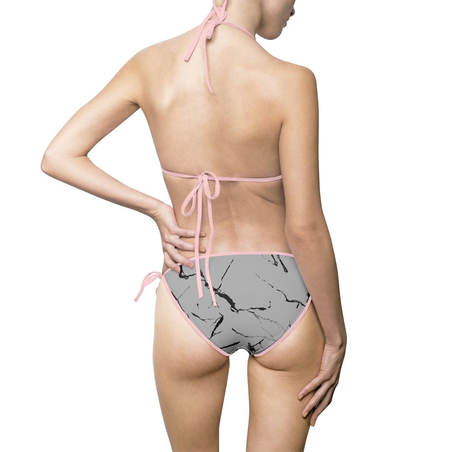 Stylish Women's Marble Print Bikini Swimsuit for Beach Days