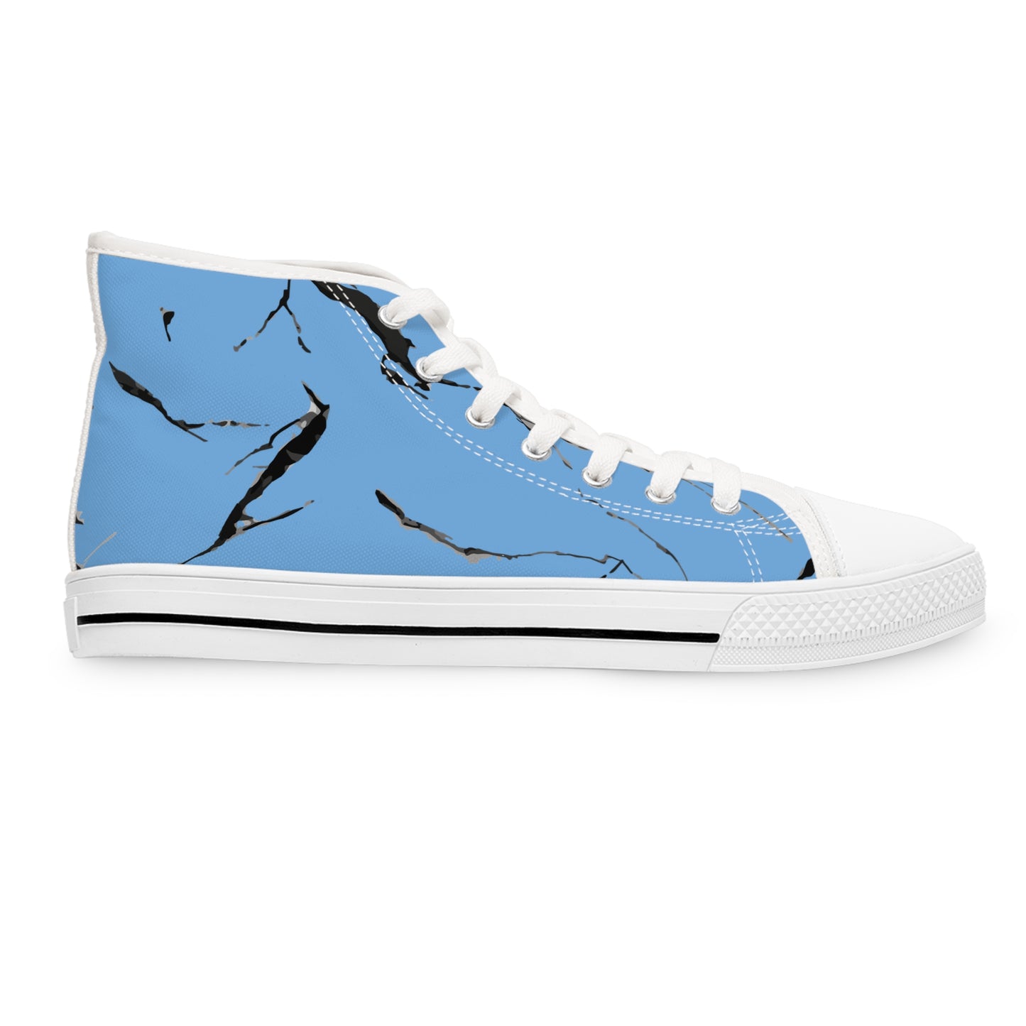 Stylish Women's High Top Sneakers with Elegant Blue Marble Design