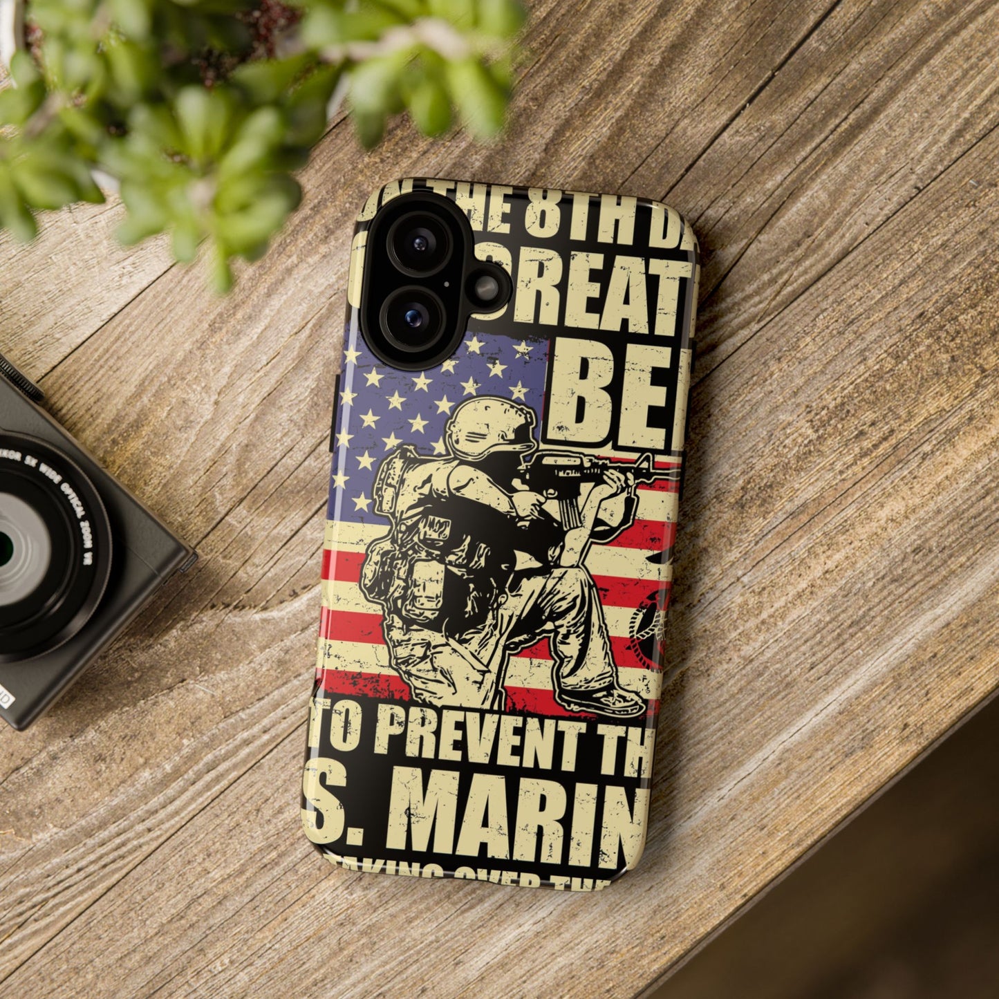 Military-Themed Phone Case - 'God Created Beer' Design