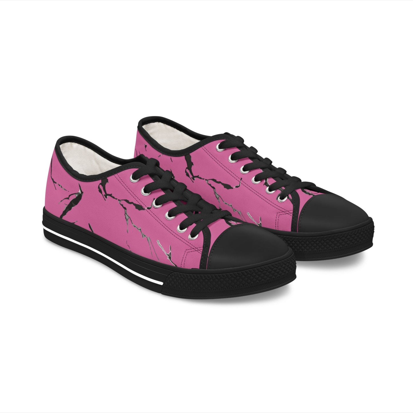 Stylish Pink Marble Low Top Sneakers for Women - Trendy Casual Footwear