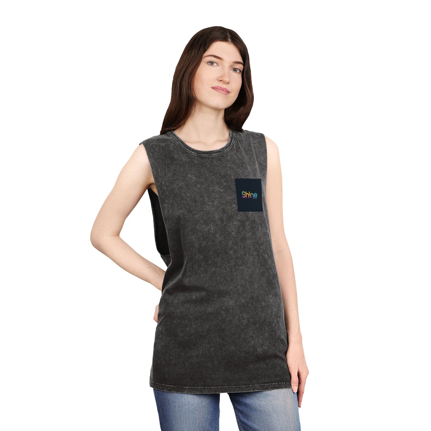 Unisex Stonewash Tank Top - Shine Graphic Tee for Summer Adventures