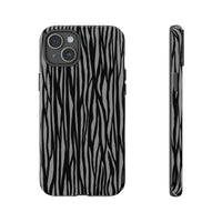 Stylish Tough Phone Case - Black and Gray Striped Design