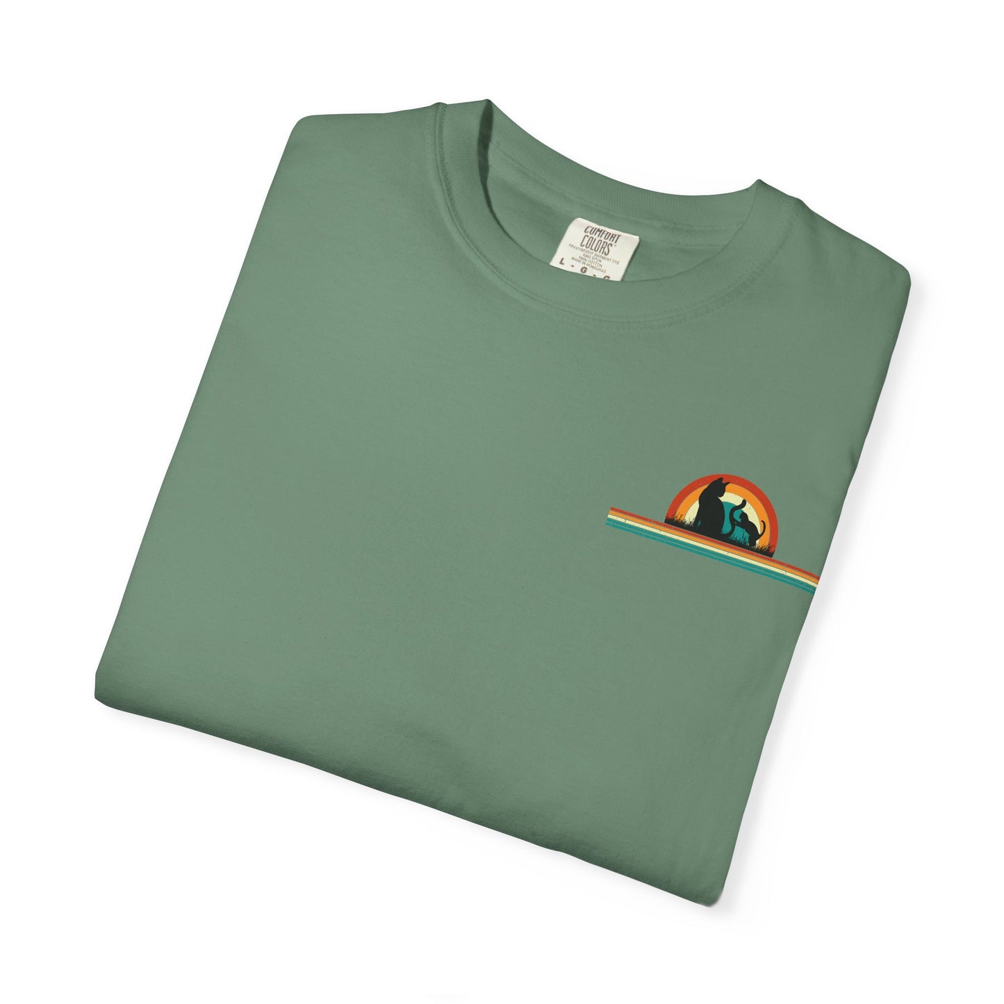 Unisex Cat & Dog Sunset Graphic T-Shirt - Casual Animal Lover Tee