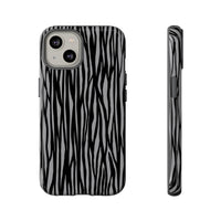 Stylish Tough Phone Case - Black and Gray Striped Design