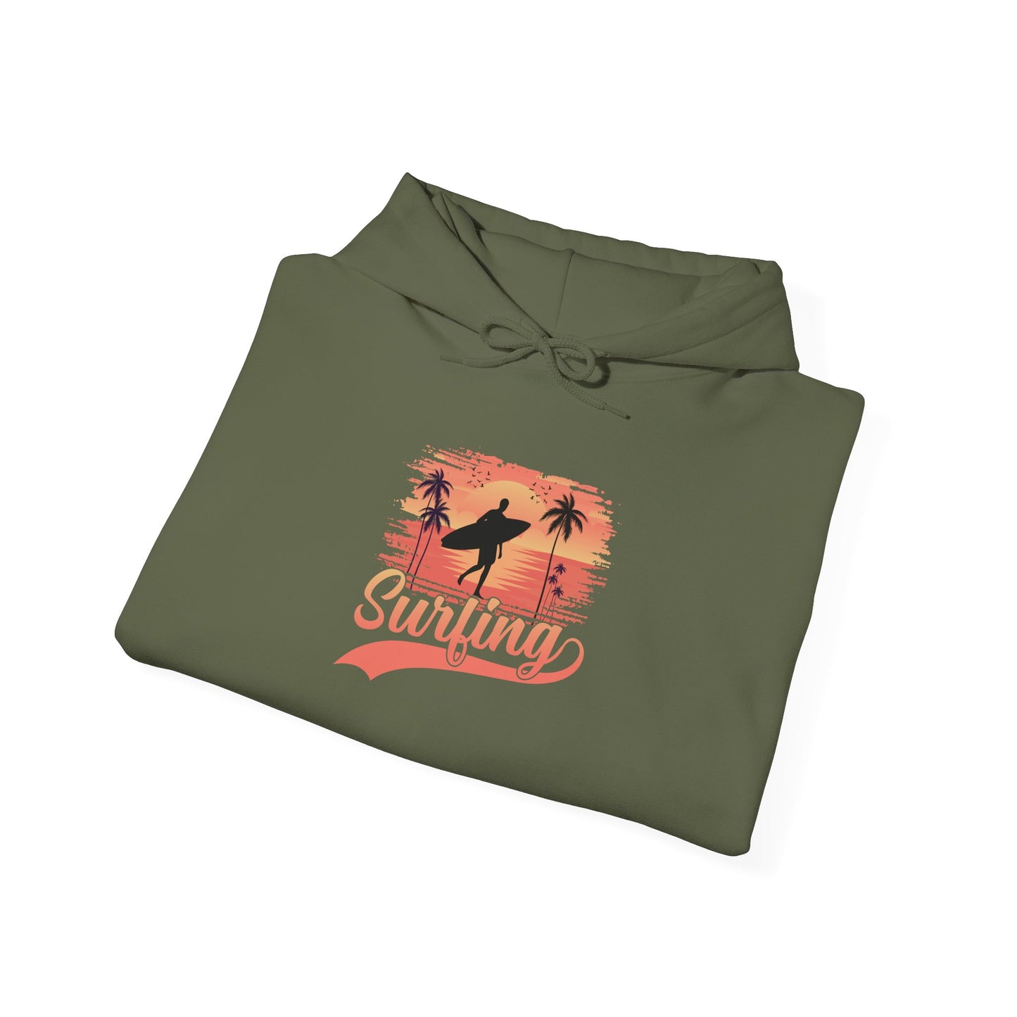 Surfing Vibes Hooded Sweatshirt, Beachwear, Gift for Surfers, Summer Fashion, Casual Wear, Coastal Style