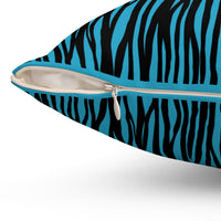 Blue Zebra Print Throw Pillow - Modern Home Decor