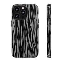Stylish Tough Phone Case - Black and Gray Striped Design
