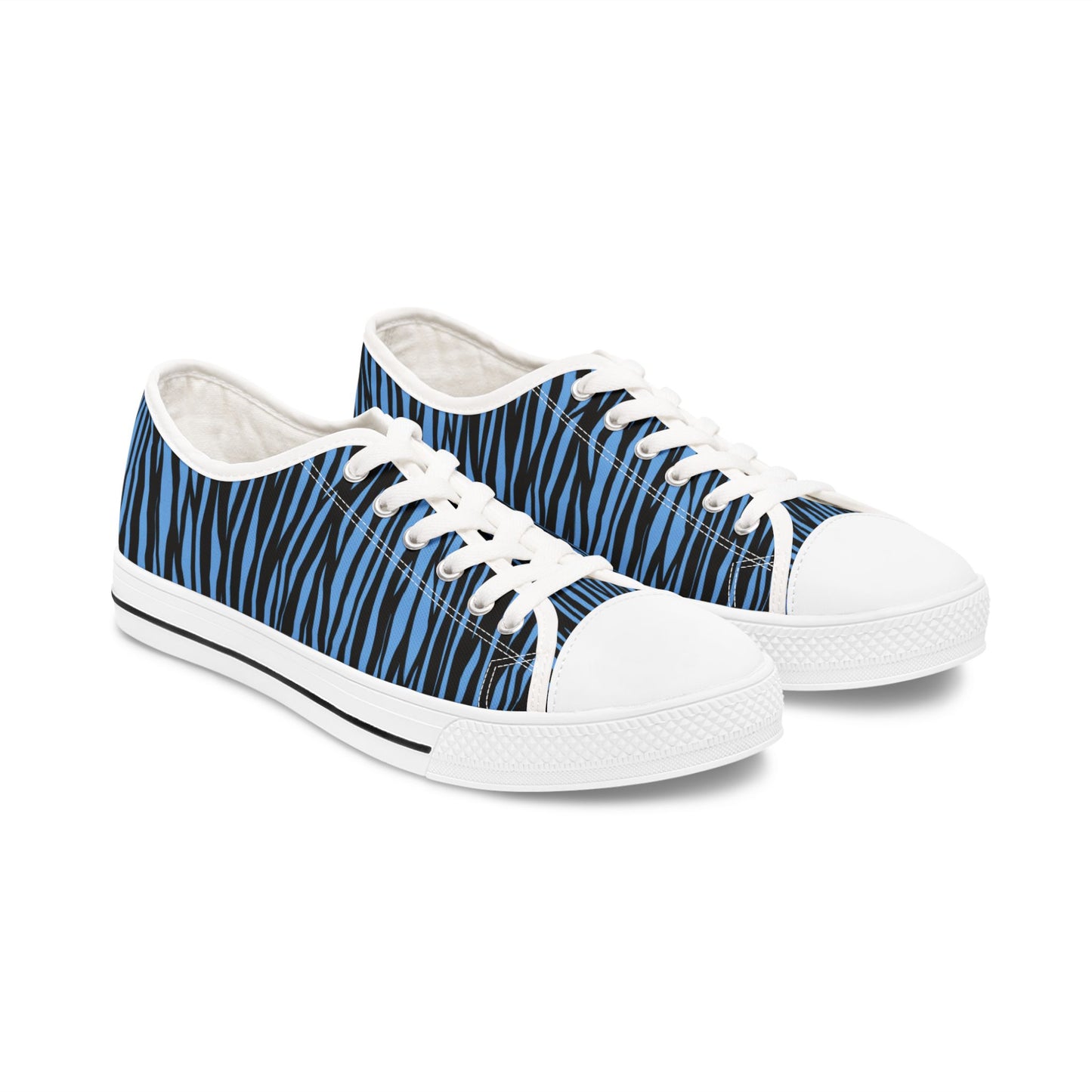 Blue Zebra Print Women's Low Top Sneakers