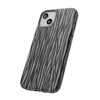 Stylish Tough Phone Case - Black and Gray Striped Design