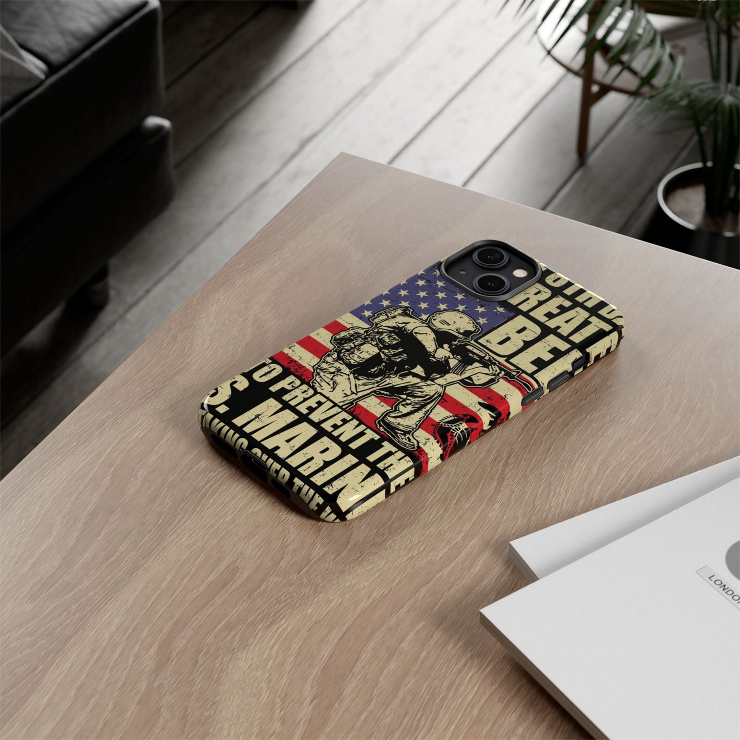 Military-Themed Phone Case - 'God Created Beer' Design
