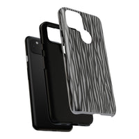 Stylish Tough Phone Case - Black and Gray Striped Design