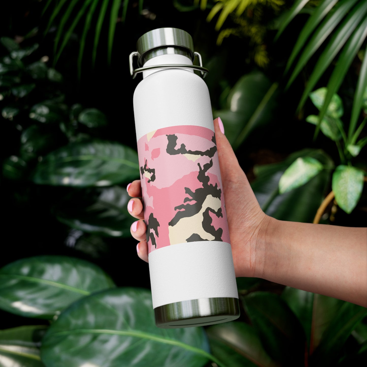 Stylish Pink Camouflage Insulated Water Bottle - 22oz